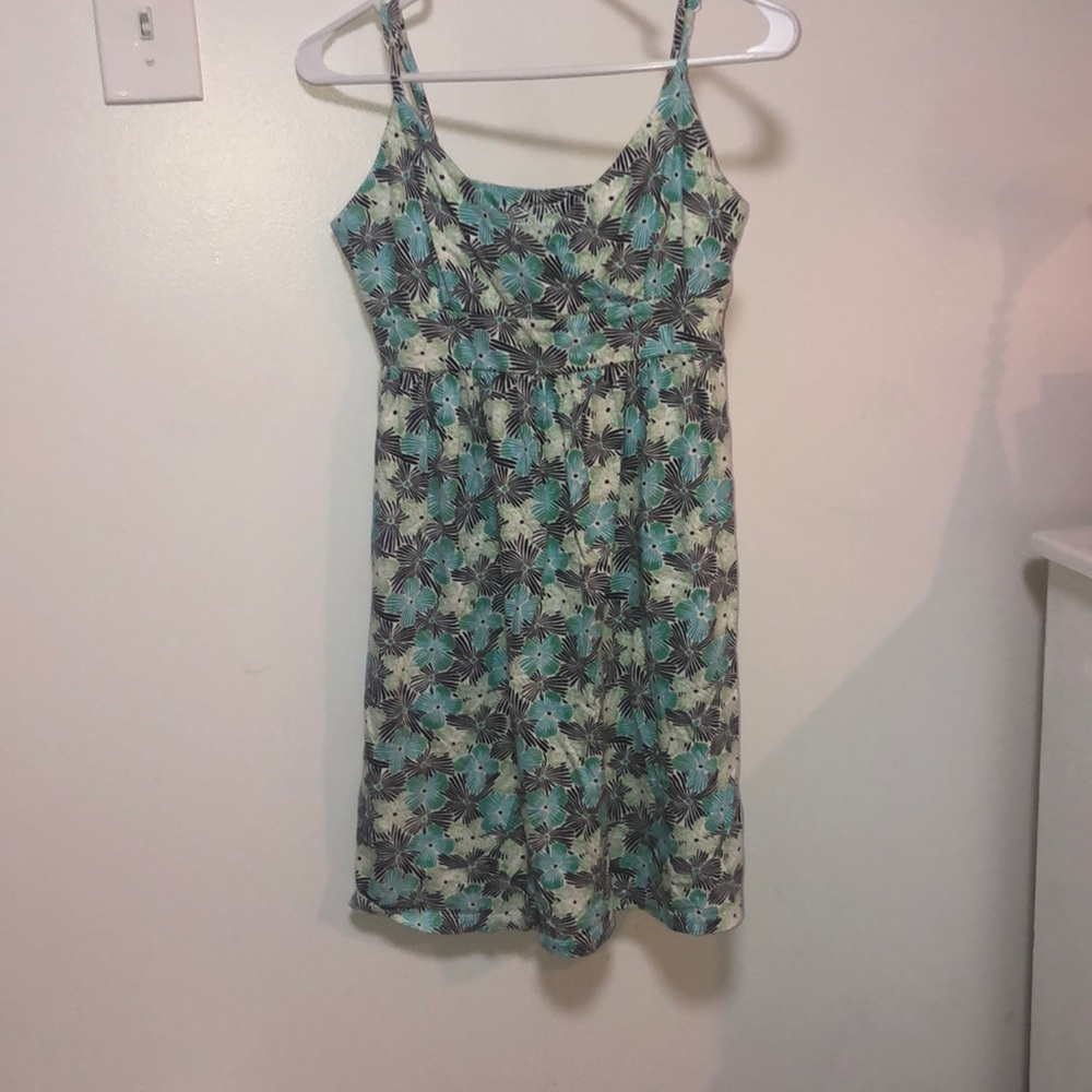 Black, turquoise, mint and white floral dress